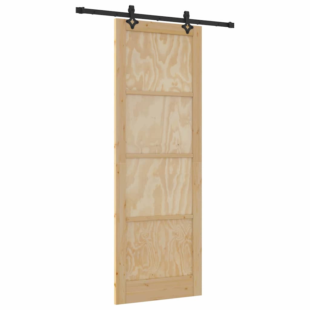 Schiebetür-Set Manuell Natur und Schwarz 83 x 232 cm
