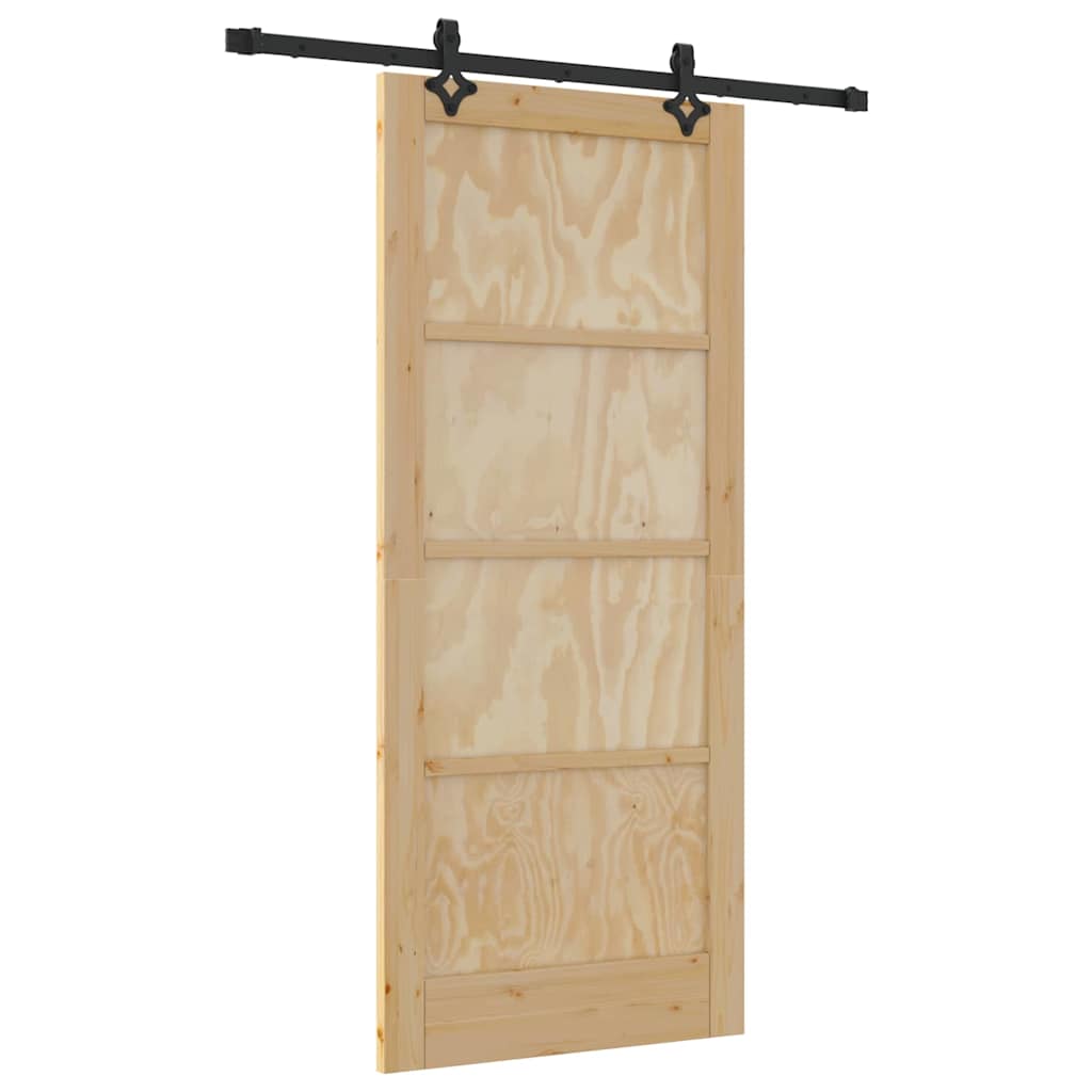 Schiebetür-Set Manuell Natur und Schwarz 86 x 198.5 cm