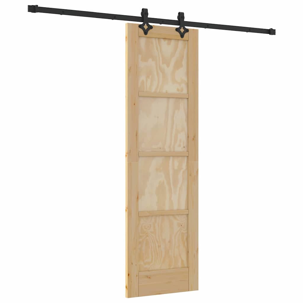 Schiebetür-Set Manuell Natur und Schwarz 61 x 198.5 cm