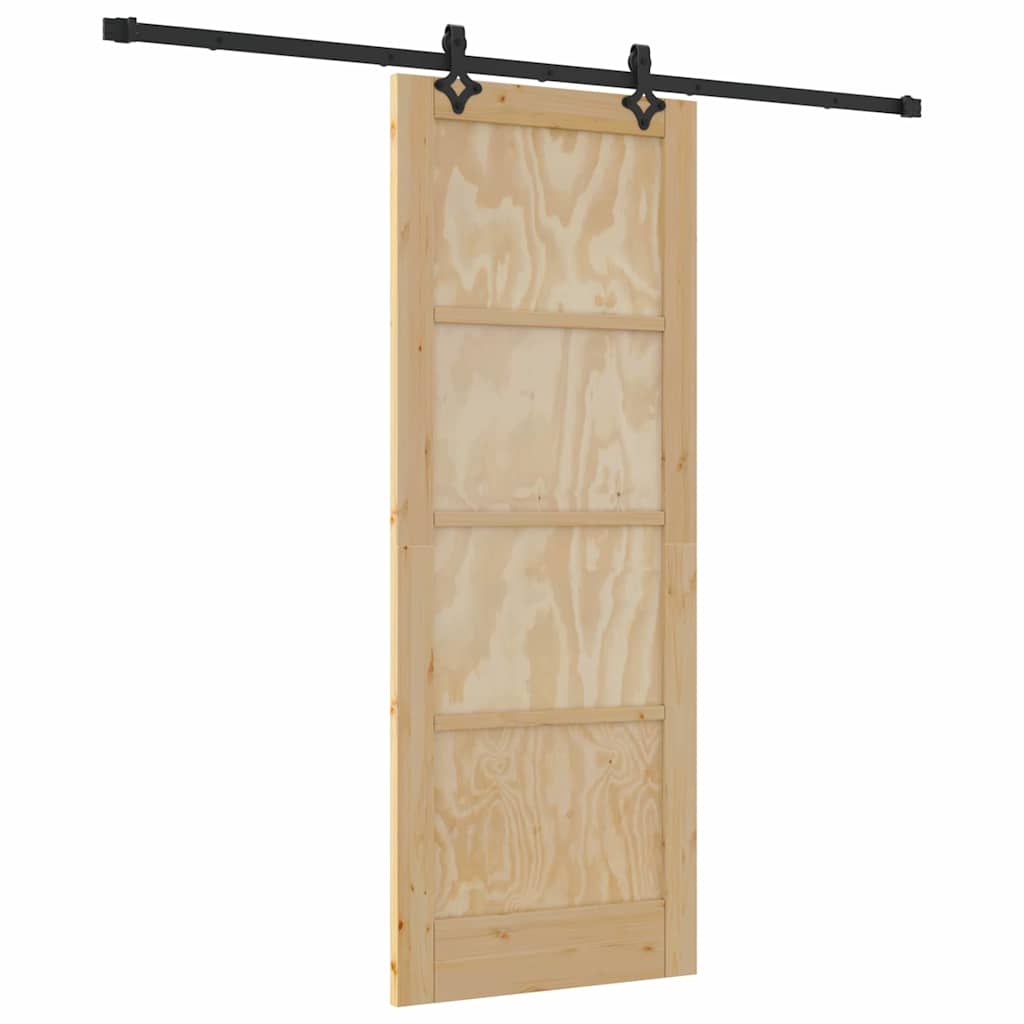 Schiebetür-Set Manuell Natur und Schwarz 78 x 202 cm