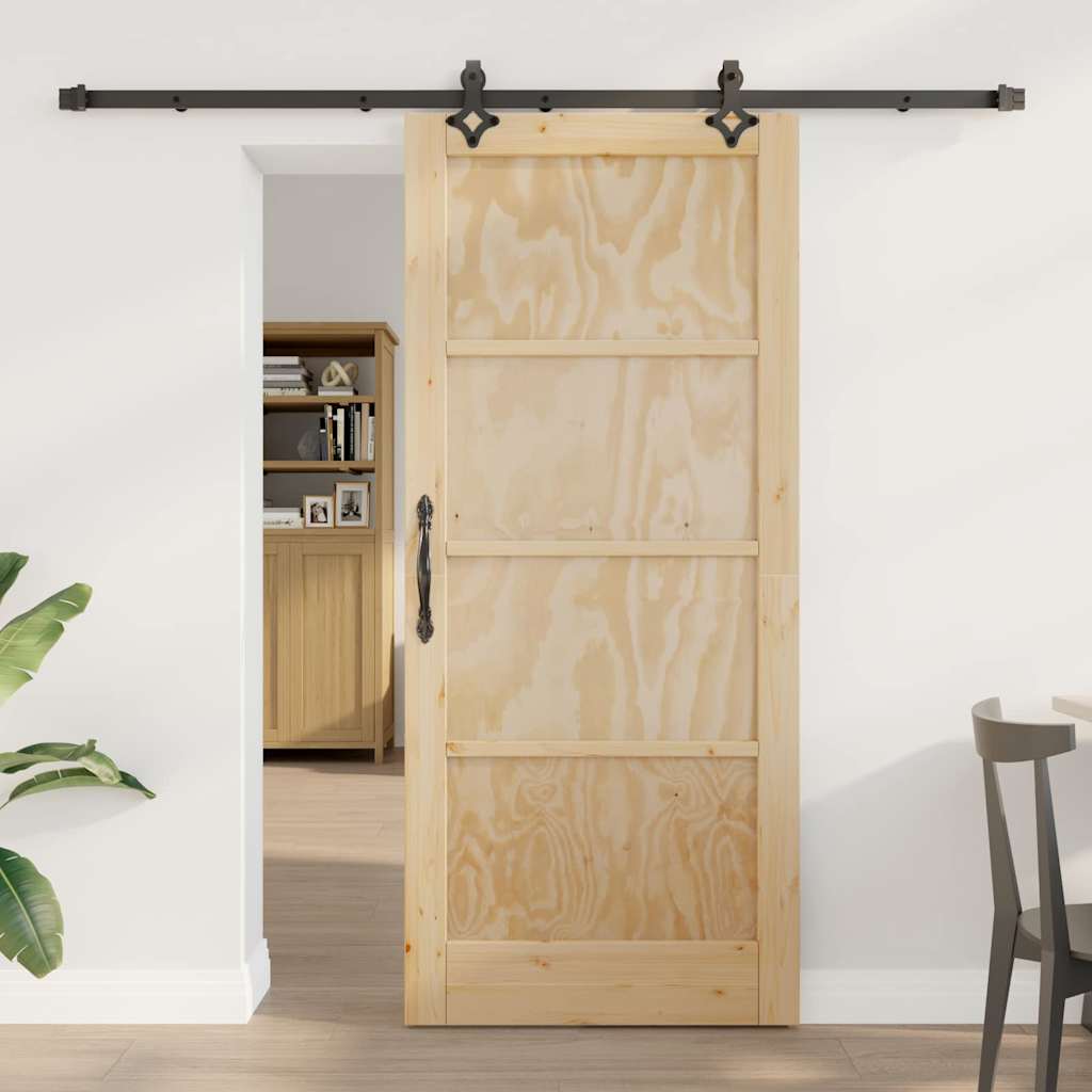 Schiebetür-Set Manuell Natur und Schwarz 86 x 198.5 cm