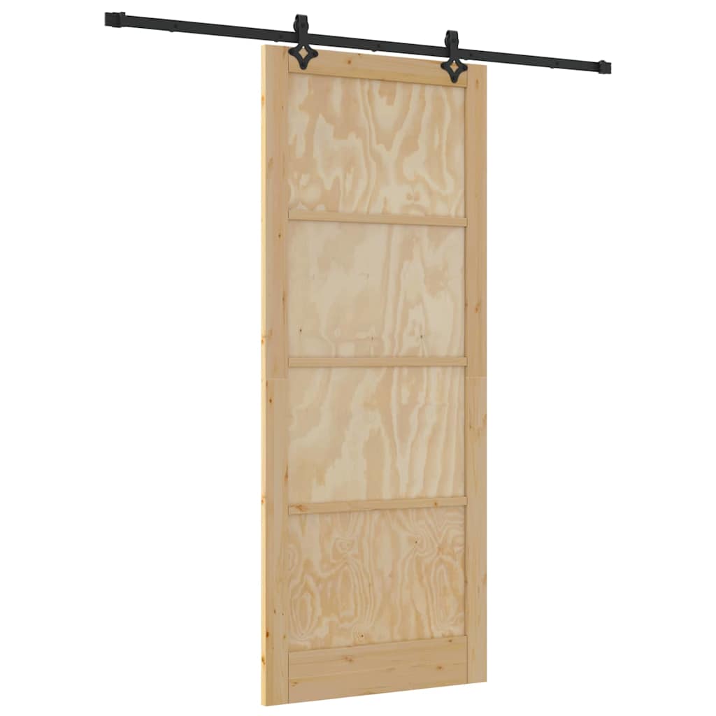 Schiebetür-Set Manuell Natur und Schwarz 93 x 232 cm