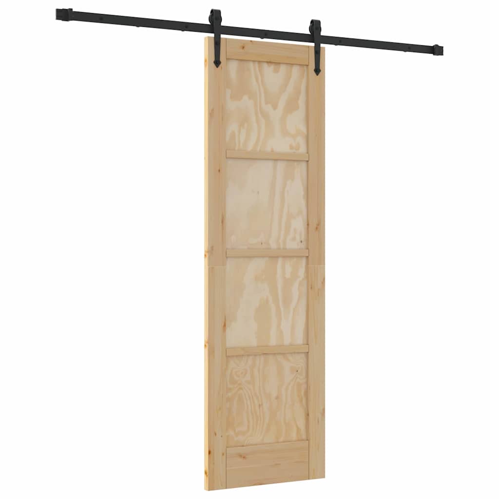 Schiebetür Manuell Natur und Schwarz 61 x 198.5 cm