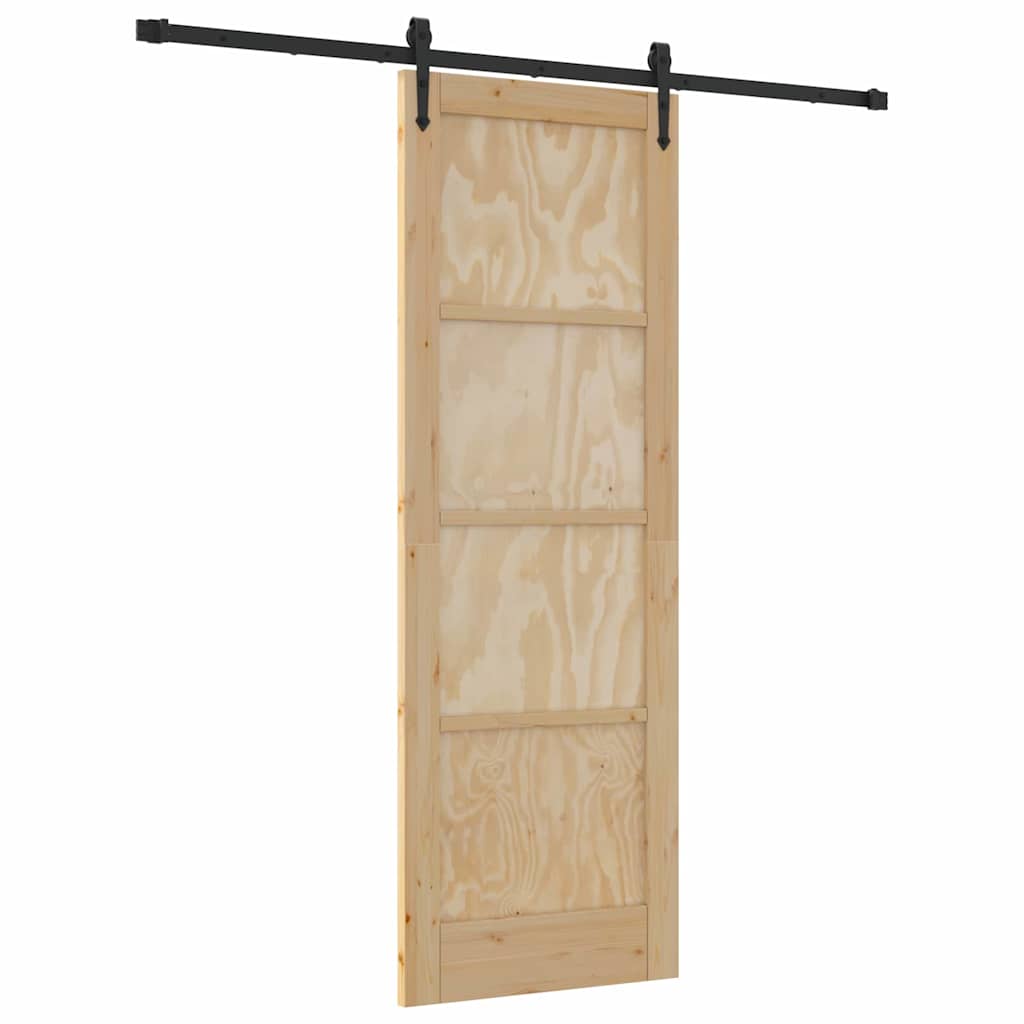 Schiebetür Manuell Natur und Schwarz 73,5 x 211 cm
