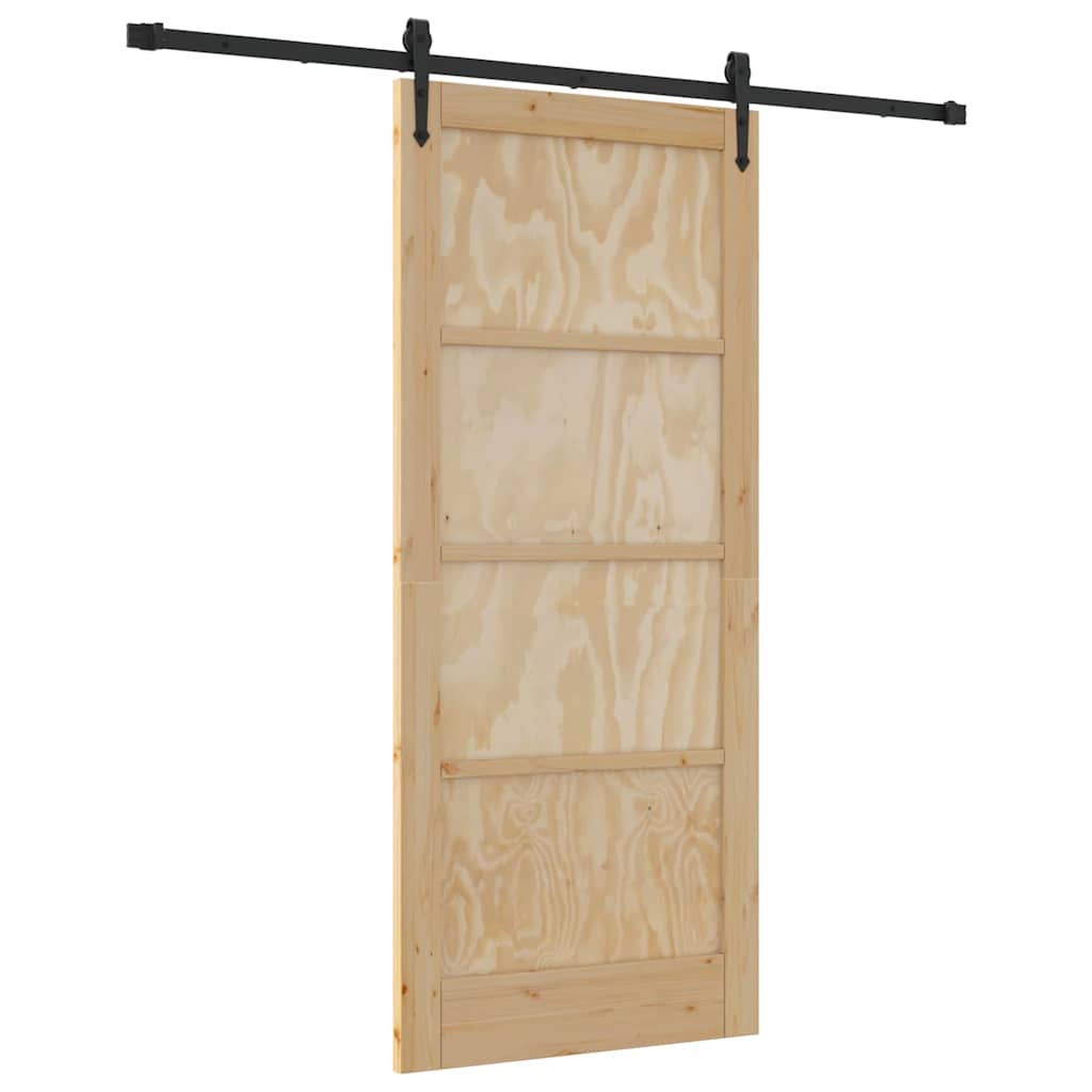 Schiebetür Manuell Natur und Schwarz 86 x 198.5 cm