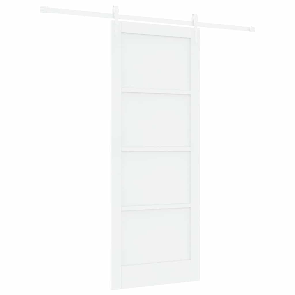 Schiebetür Manuell Weiß 83 x 211 cm Massivholz Kiefer und Stahl