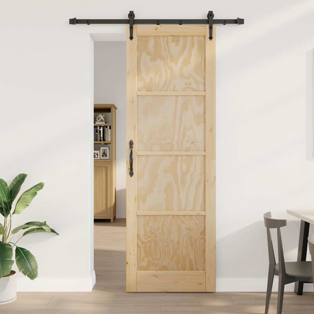 Schiebetür Manuell Braun 78 x 232 cm Massivholz Kiefer