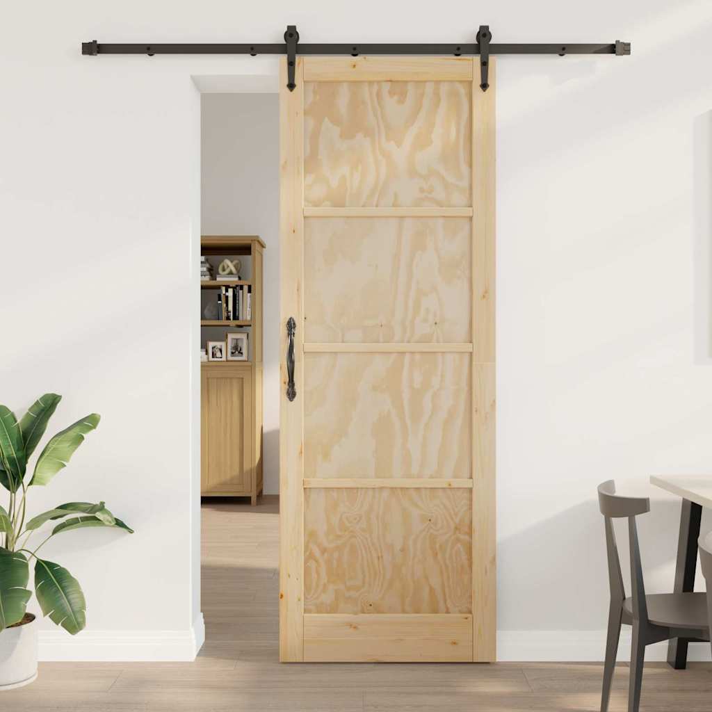 Schiebetür Manuell Braun 83 x 232 cm Massivholz Kiefer