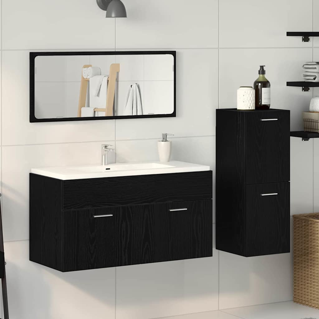 Badezimmermöbel Set 3 pcs Schwarze Eiche 90 x 38.5 x 46 cm