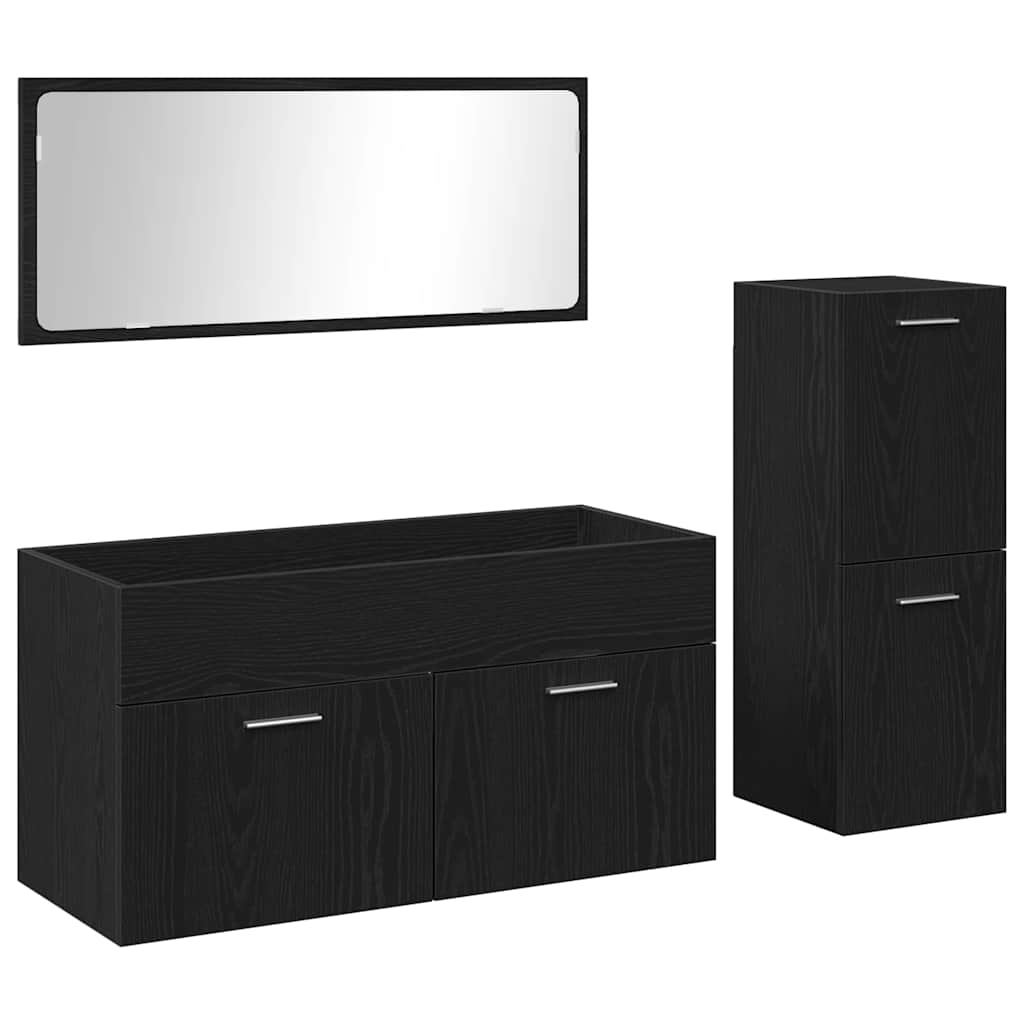 Badezimmermöbel Set 3 pcs Schwarze Eiche 90 x 38.5 x 46 cm