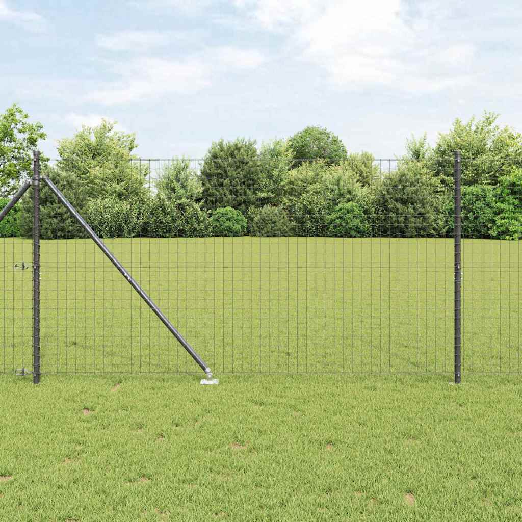 Zaunpfosten 7 pcs Grau Ø32mm 160 cm Verzinkter Stahl