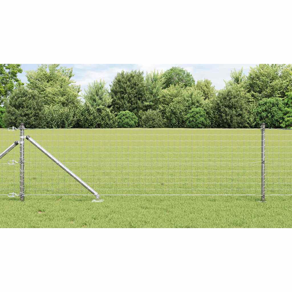 Zaunpfosten Manuell 7 pcs Silber Ø32mm 80 cm Verzinkter Stahl