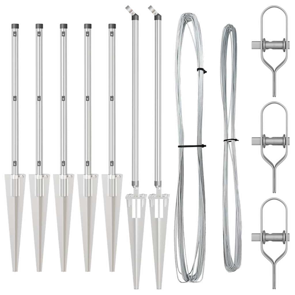 Zaunpfosten 7 pcs Silber Ø32mm 100 cm Verzinkter Stahl