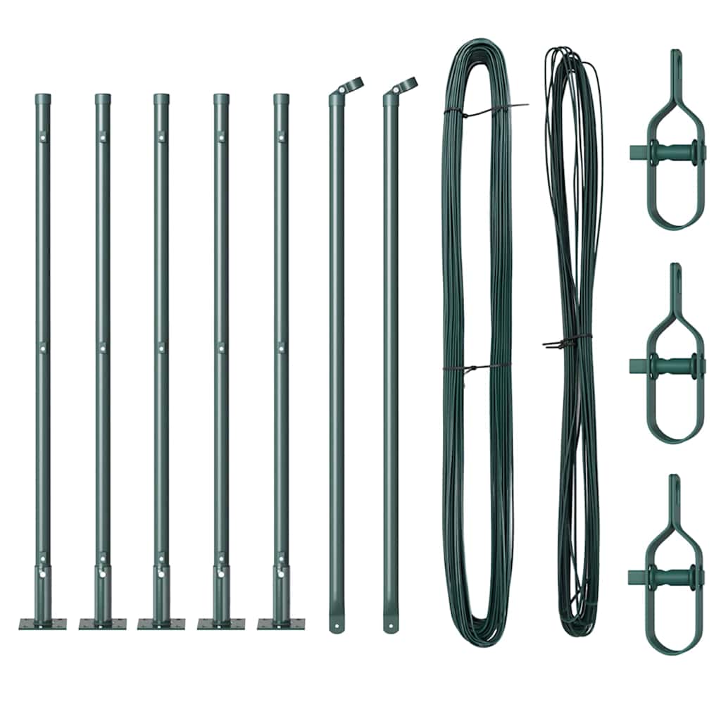 Zaunpfosten Manuell 7 pcs Grün Ø32mm 50 cm Verzinkter Stahl