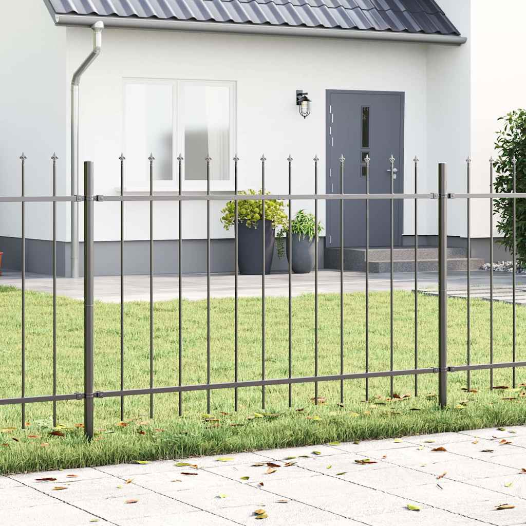 Gartenzaun Grau 1.7 x 1.2 m Pulverbeschichteter Stahl