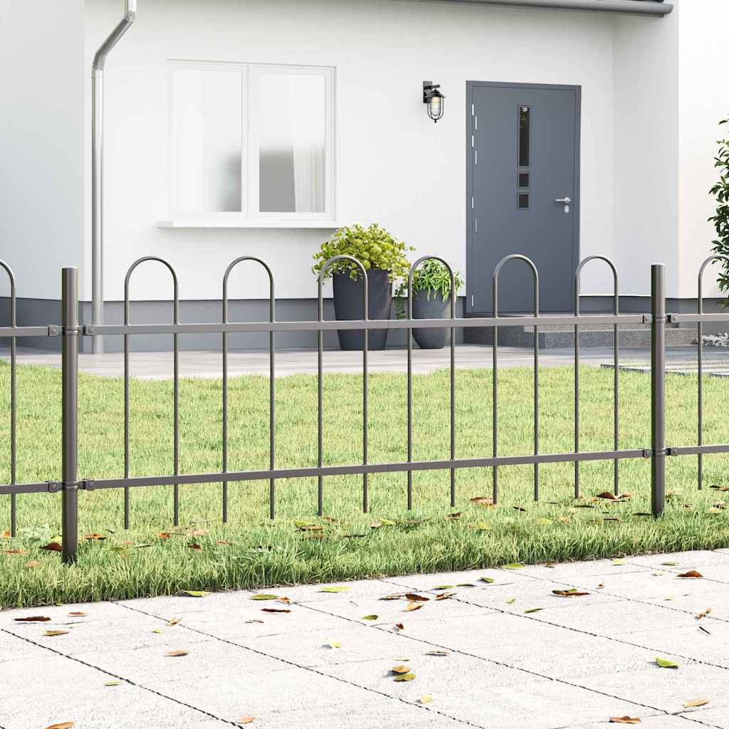 Gartenzaun Grau 1.7 x 0.6 m Pulverbeschichteter Stahl