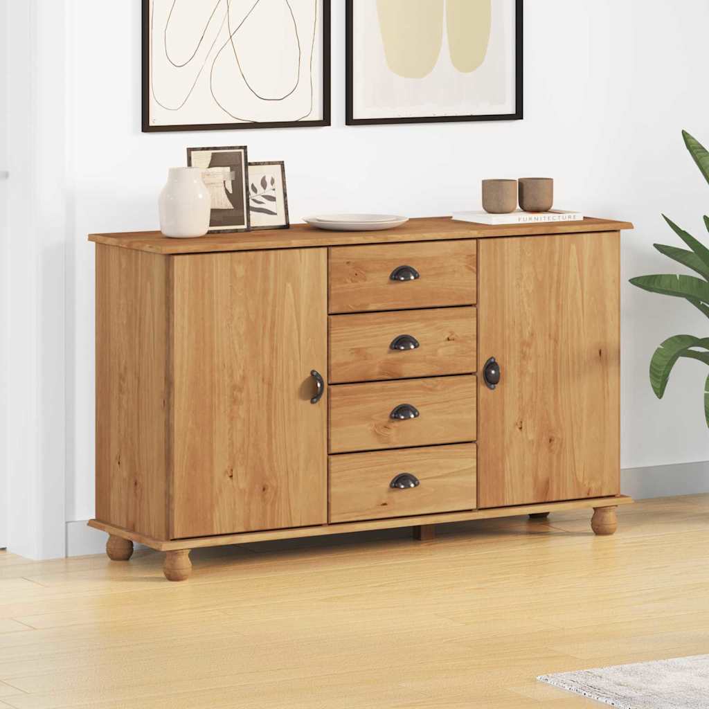 Sideboard Braun 133,5 x 40 x 79 cm Massivholz Kiefer