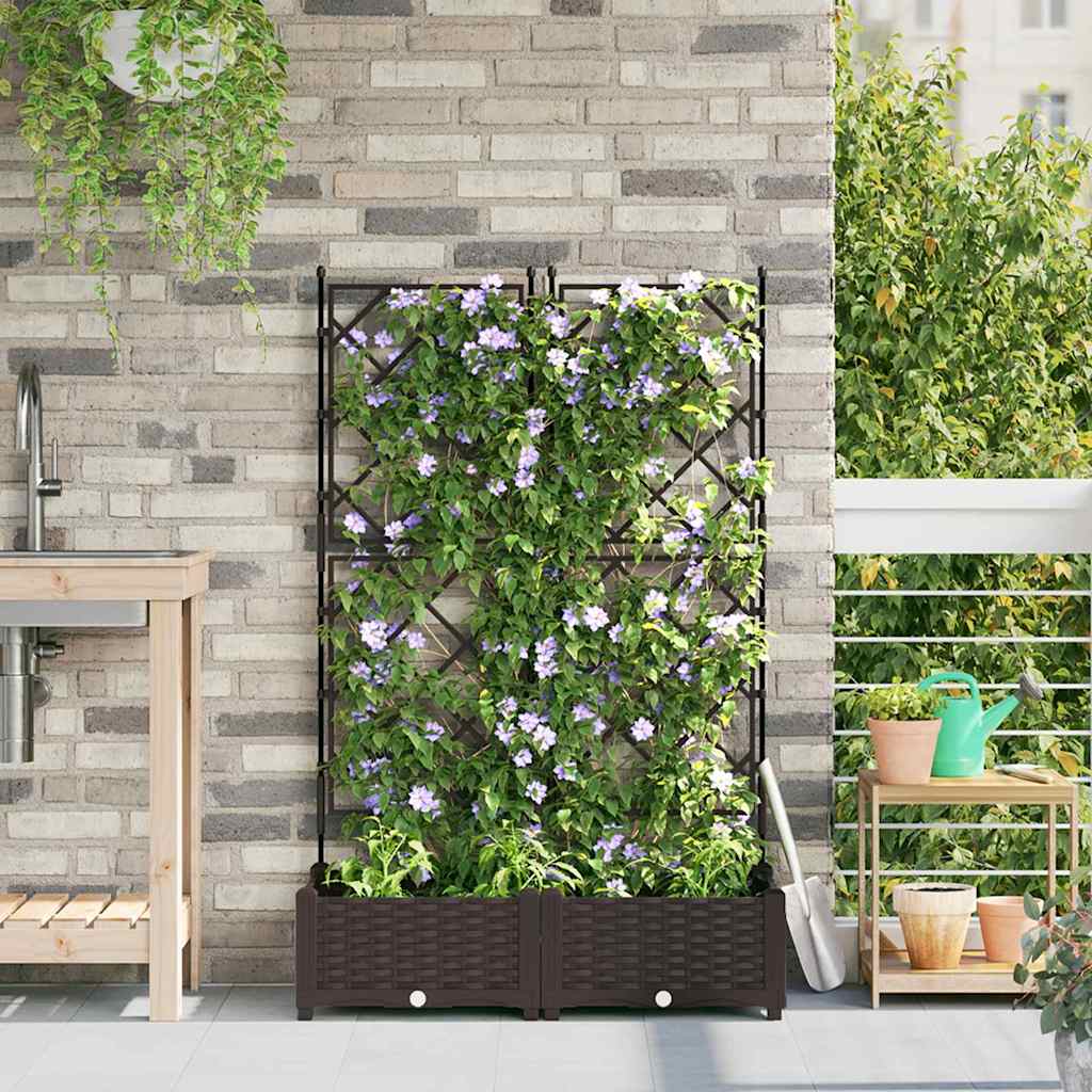 Gartenpflanzer mit Gitter Braun 80 x 40 x 125,5 cm PP