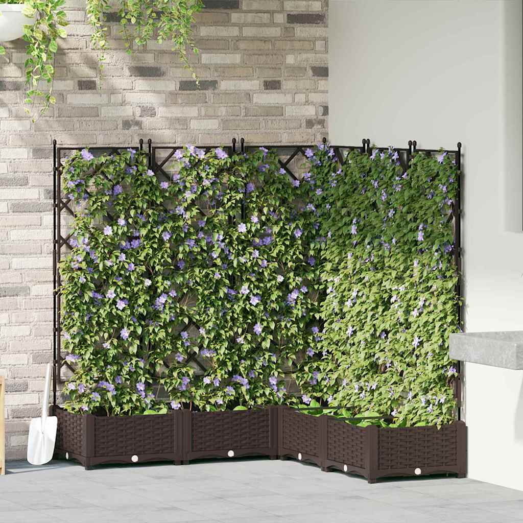 Gartenpflanzer mit Gitter 5 pcs Braun 120 x 120 x 125,5 cm PP