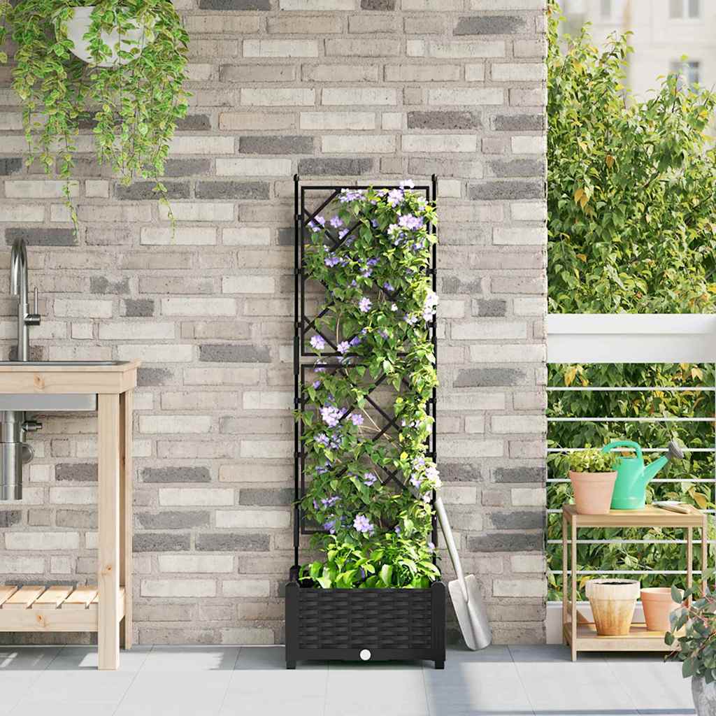 Gartenpflanzer mit Gitter Schwarz 40 x 40 x 125,5 cm PP