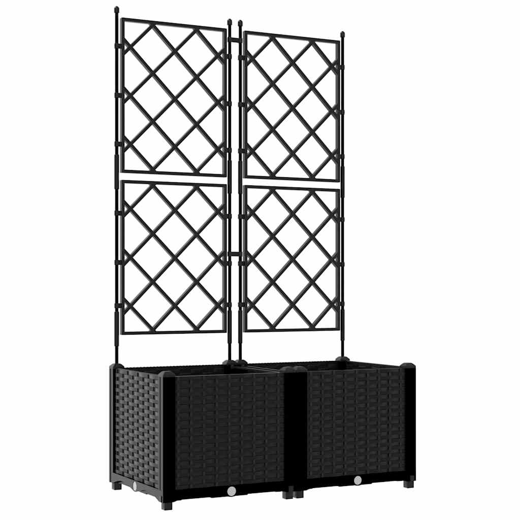 Gartenpflanzer mit Gitter 2 pcs Schwarz 80 x 40 x 143 cm PP