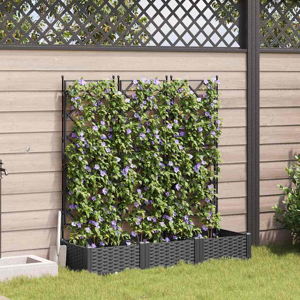 Gartenpflanzer mit Gitter 3 pcs Schwarz 120 x 40 x 125,5 cm PP