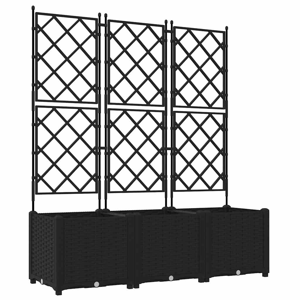 Gartenpflanzer mit Gitter 3 pcs Schwarz 120 x 40 x 143 cm PP