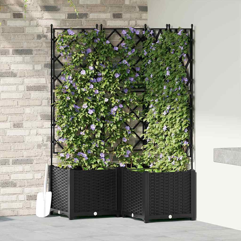 Gartenpflanzer mit Gitter 3 pcs Schwarz 80 x 80 x 143 cm PP