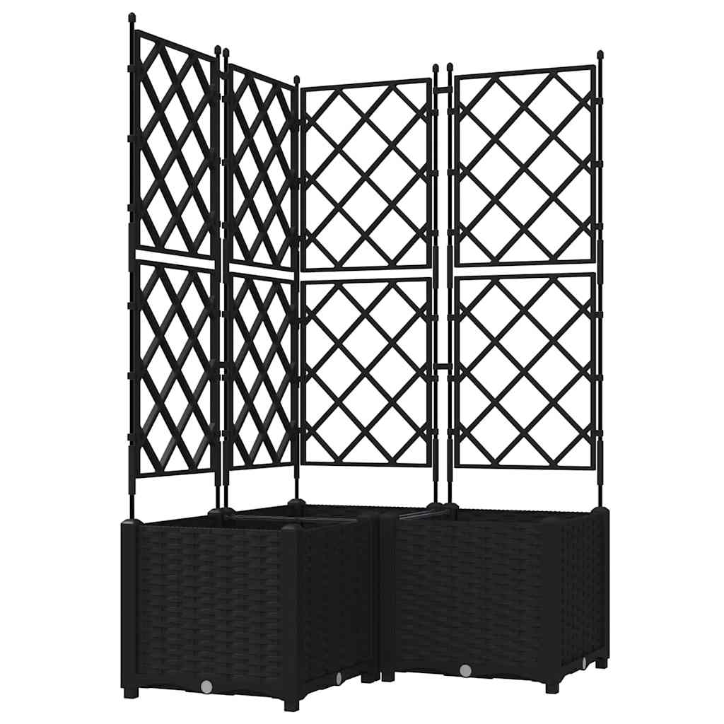 Gartenpflanzer mit Gitter 3 pcs Schwarz 80 x 80 x 143 cm PP