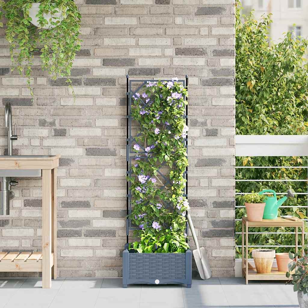 Gartenpflanzer mit Gitter Hellgrau 40 x 40 x 125,5 cm PP