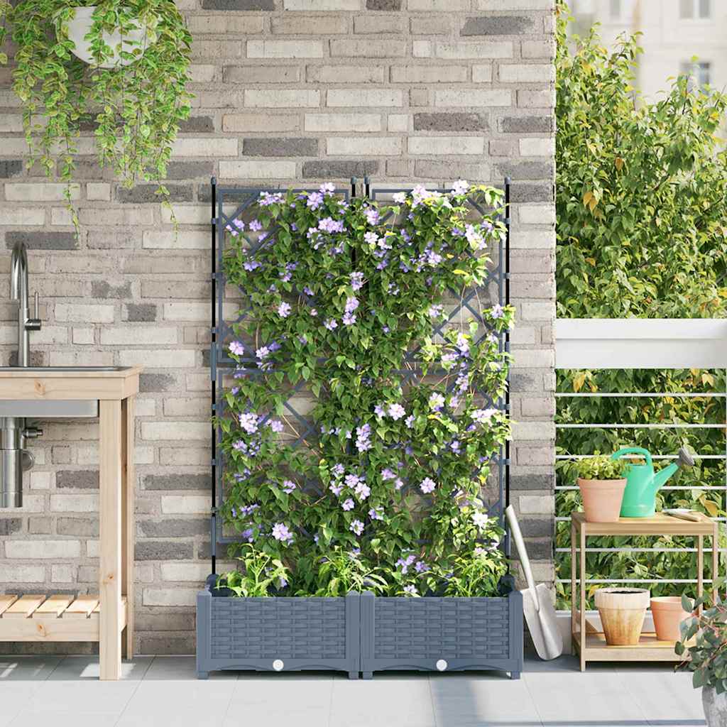 Gartenpflanzer mit Gitter Hellgrau 80 x 40 x 125,5 cm PP