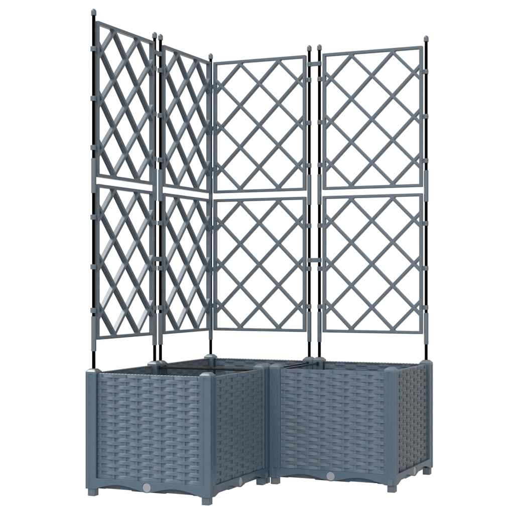 Gartenpflanzer mit Gitter 3 pcs Hellgrau 80 x 80 x 143 cm PP