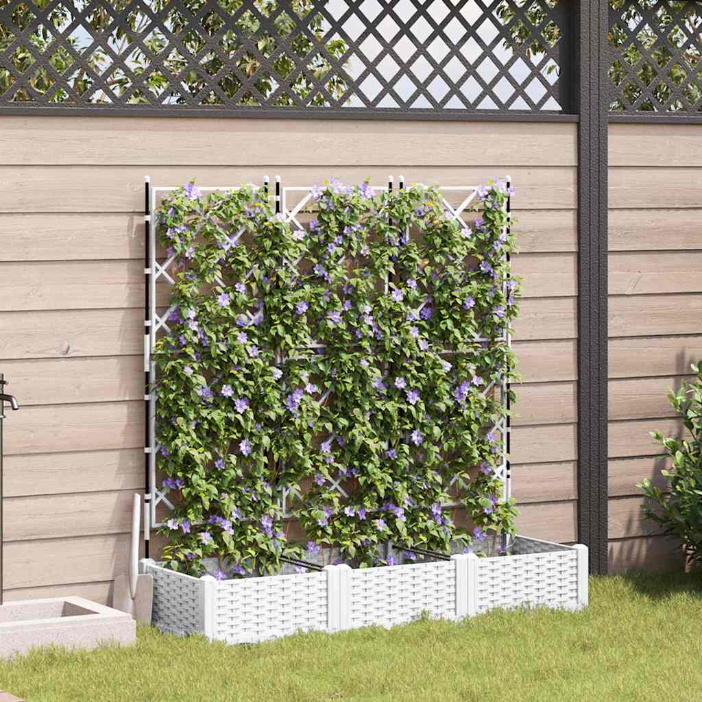 Gartenpflanzer mit Gitter 3 pcs Weiß 120 x 40 x 125,5 cm PP