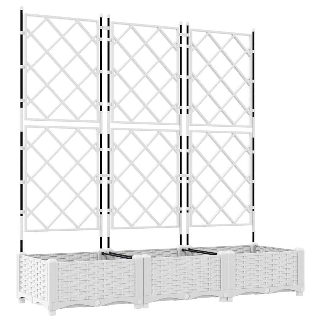 Gartenpflanzer mit Gitter 3 pcs Weiß 120 x 40 x 125,5 cm PP