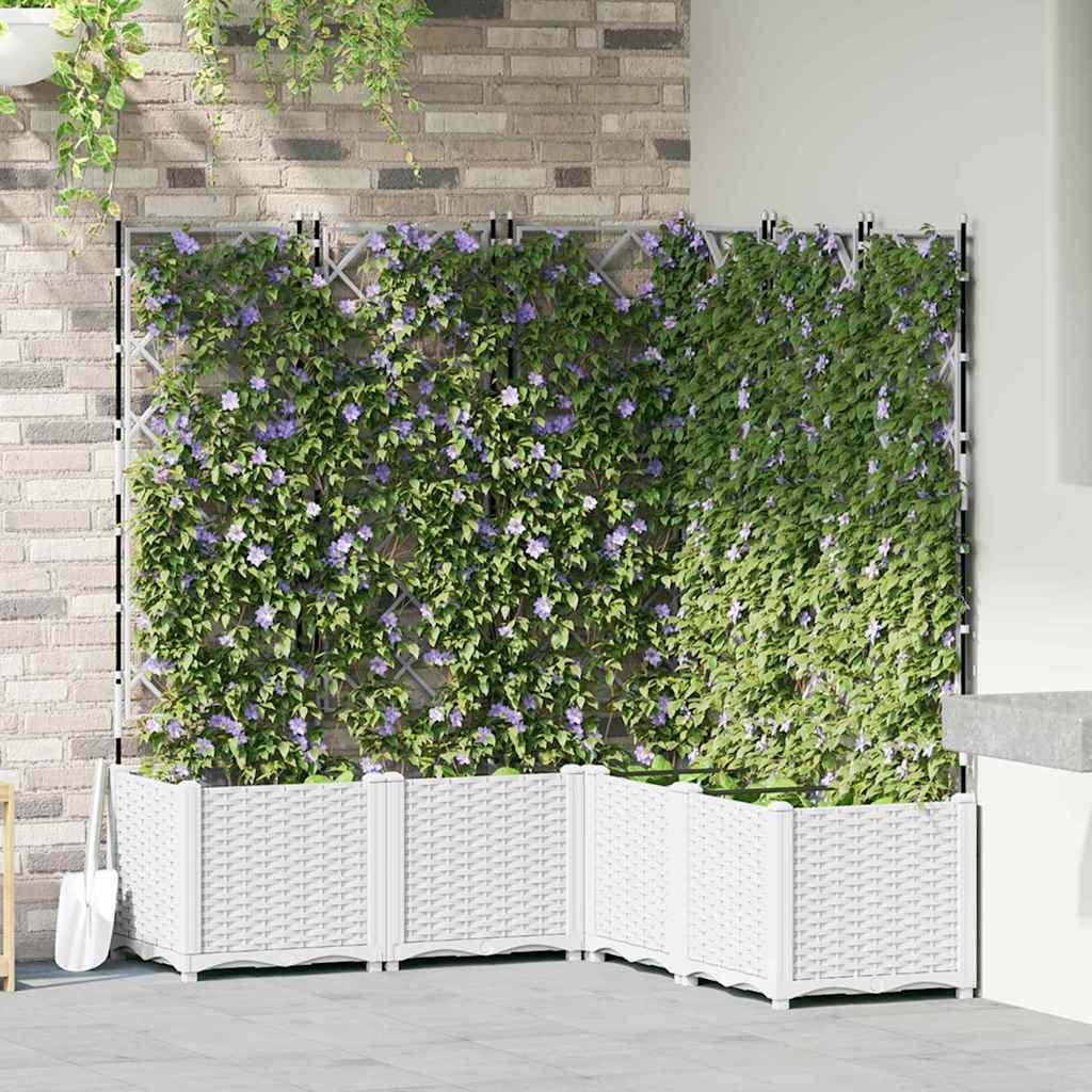 Gartenpflanzer mit Gitter 5 pcs Weiß 120 x 120 x 143 cm PP