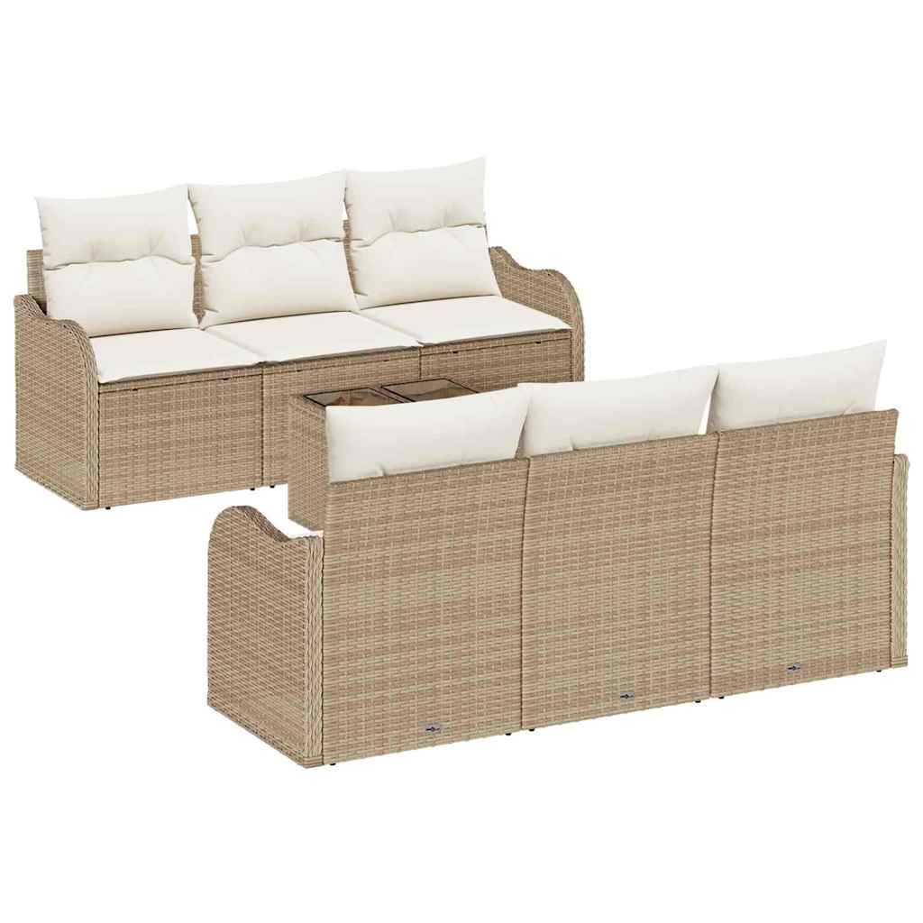 Garten-Sofa-Set 7 pcs Beige 55 x 55 x 37 cm Poly Rattan