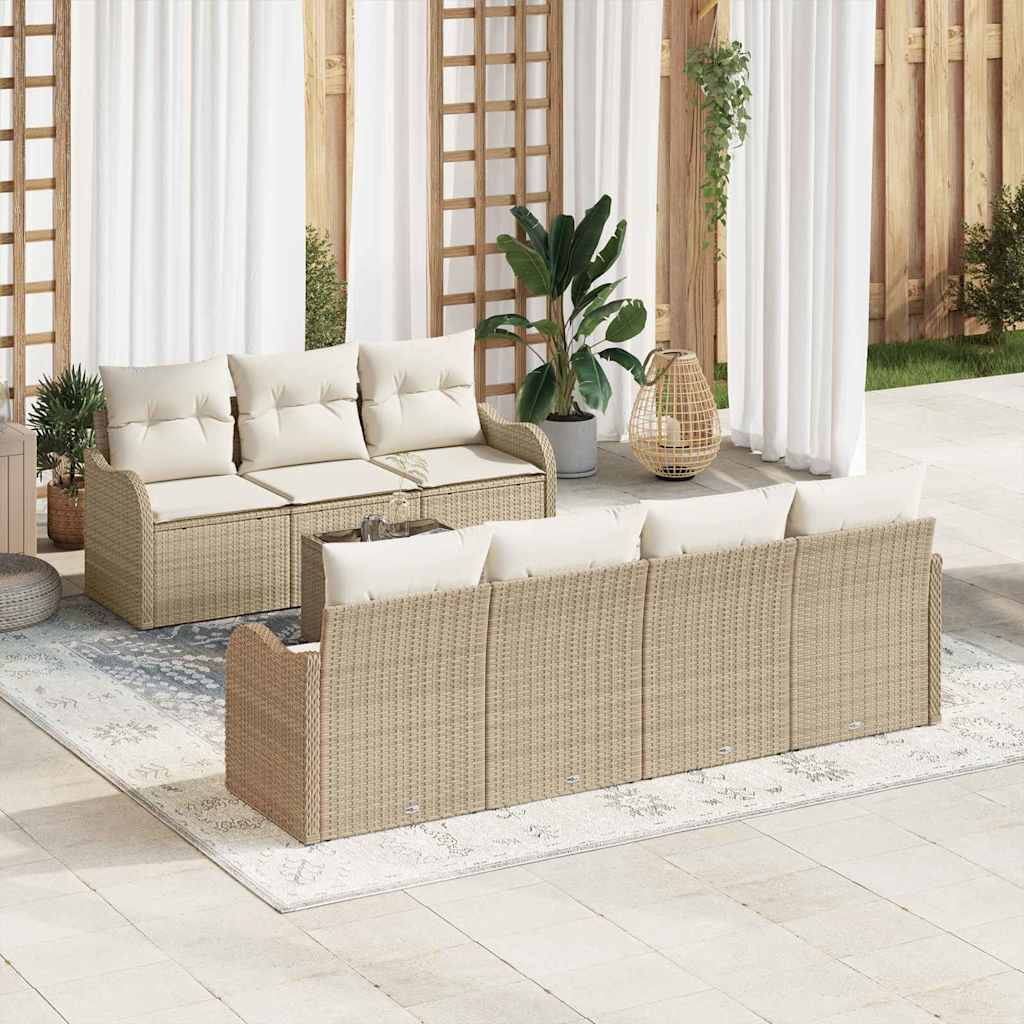 Garten-Sofa-Set 8 pcs Beige 55 x 55 x 37 cm Poly Rattan