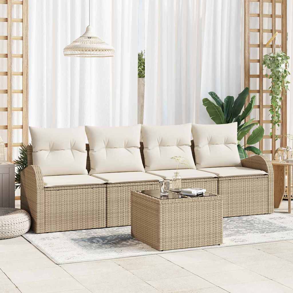 Garten-Sofa-Set 5 pcs Beige 55 x 55 x 37 cm Poly Rattan