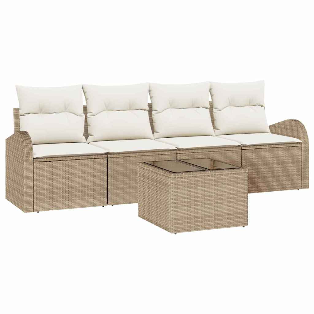 Garten-Sofa-Set 5 pcs Beige 55 x 55 x 37 cm Poly Rattan