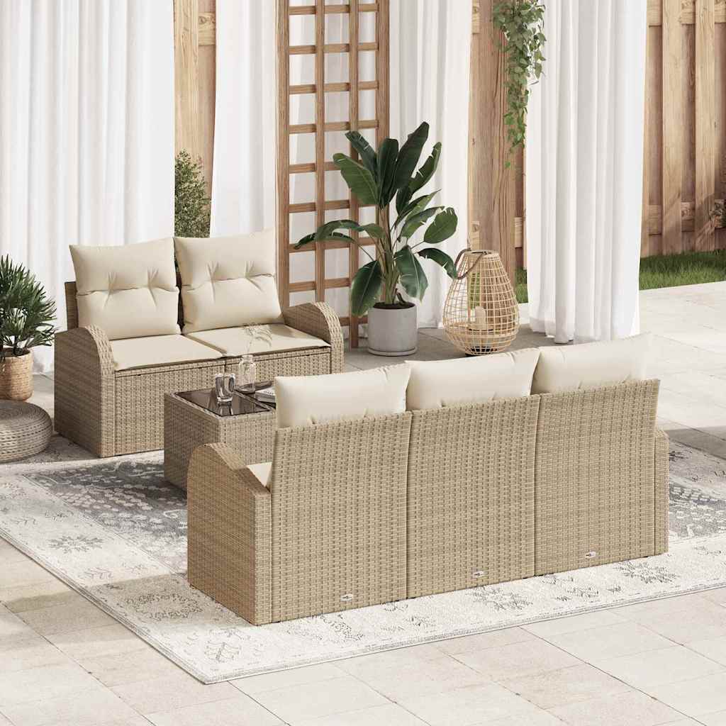 Garten-Sofa-Set 6 pcs Beige 55 x 55 x 37 cm Poly Rattan