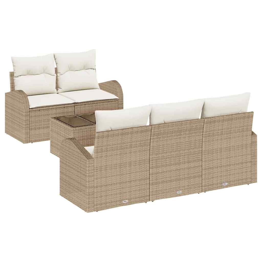 Garten-Sofa-Set 6 pcs Beige 55 x 55 x 37 cm Poly Rattan