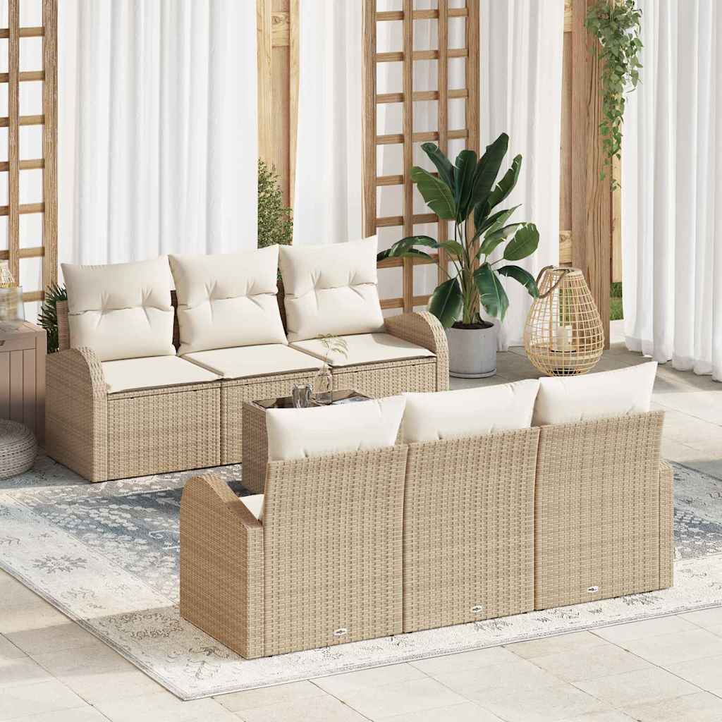Garten-Sofa-Set 7 pcs Beige 55 x 55 x 37 cm Poly Rattan