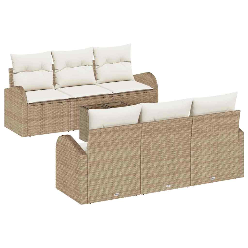 Garten-Sofa-Set 7 pcs Beige 55 x 55 x 37 cm Poly Rattan