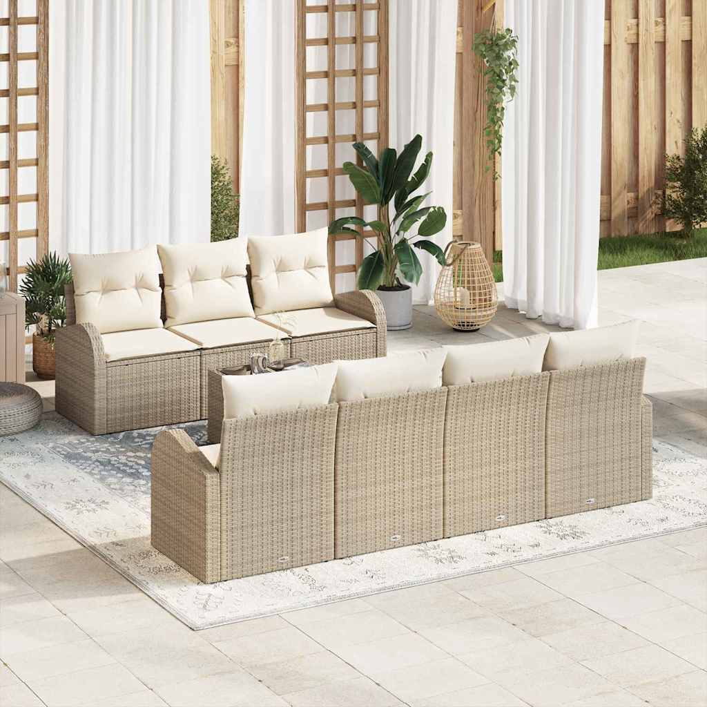 Garten-Sofa-Set 8 pcs Beige 55 x 55 x 37 cm Poly-Rattan