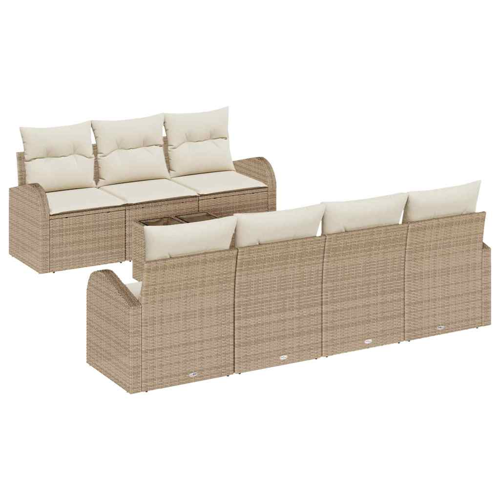 Garten-Sofa-Set 8 pcs Beige 55 x 55 x 37 cm Poly-Rattan