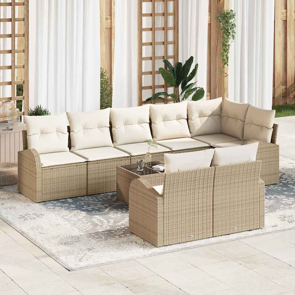Garten-Sofa-Set mit Kissen 9 pcs 289 x 124 x 85 cm Poly Rattan