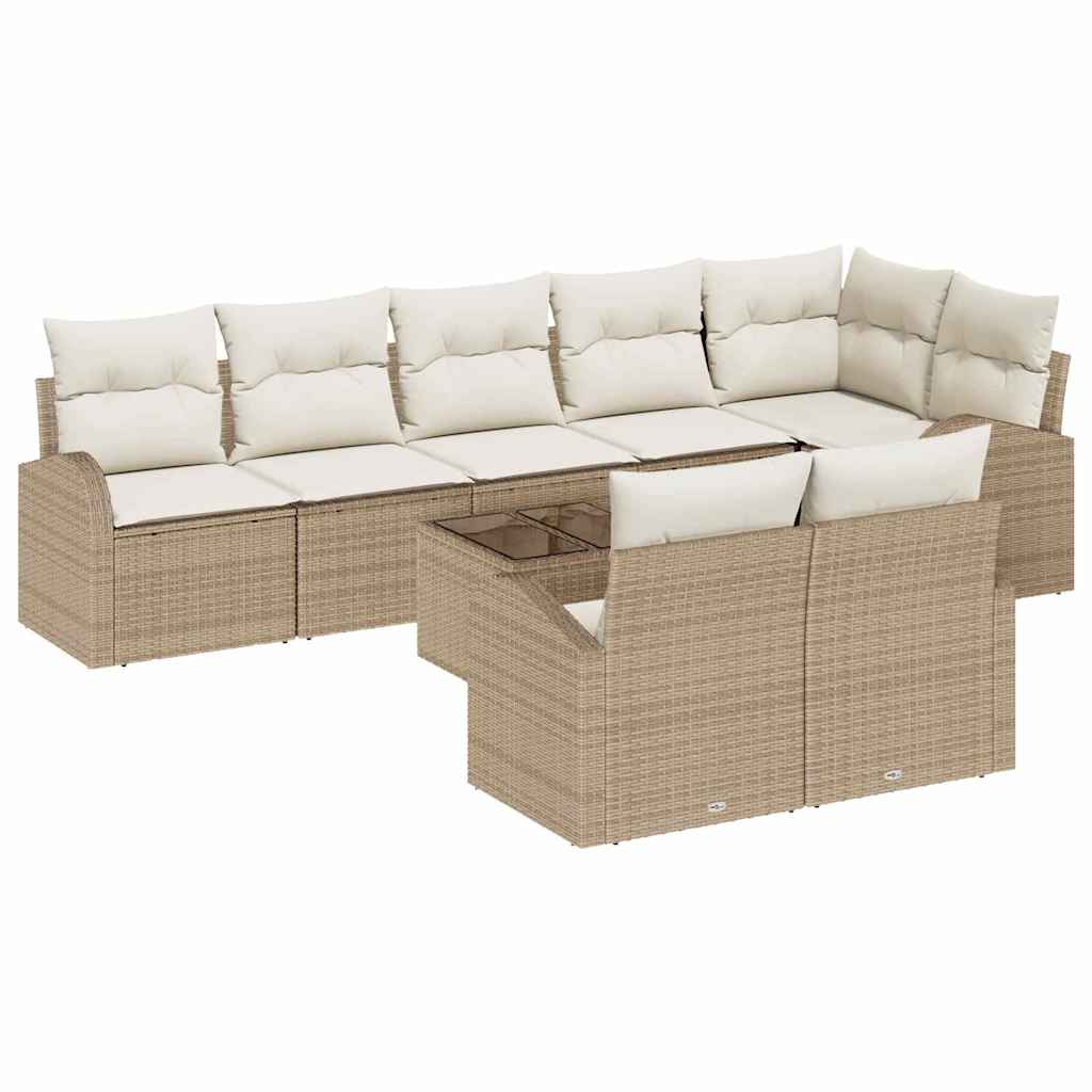 Garten-Sofa-Set mit Kissen 9 pcs 289 x 124 x 85 cm Poly Rattan