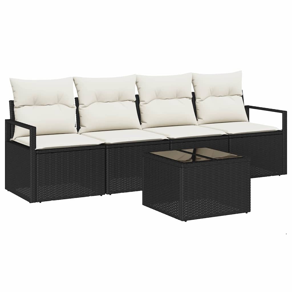 Garten-Sofa-Set 5 pcs Schwarz, Creme 55 x 55 x 37 cm