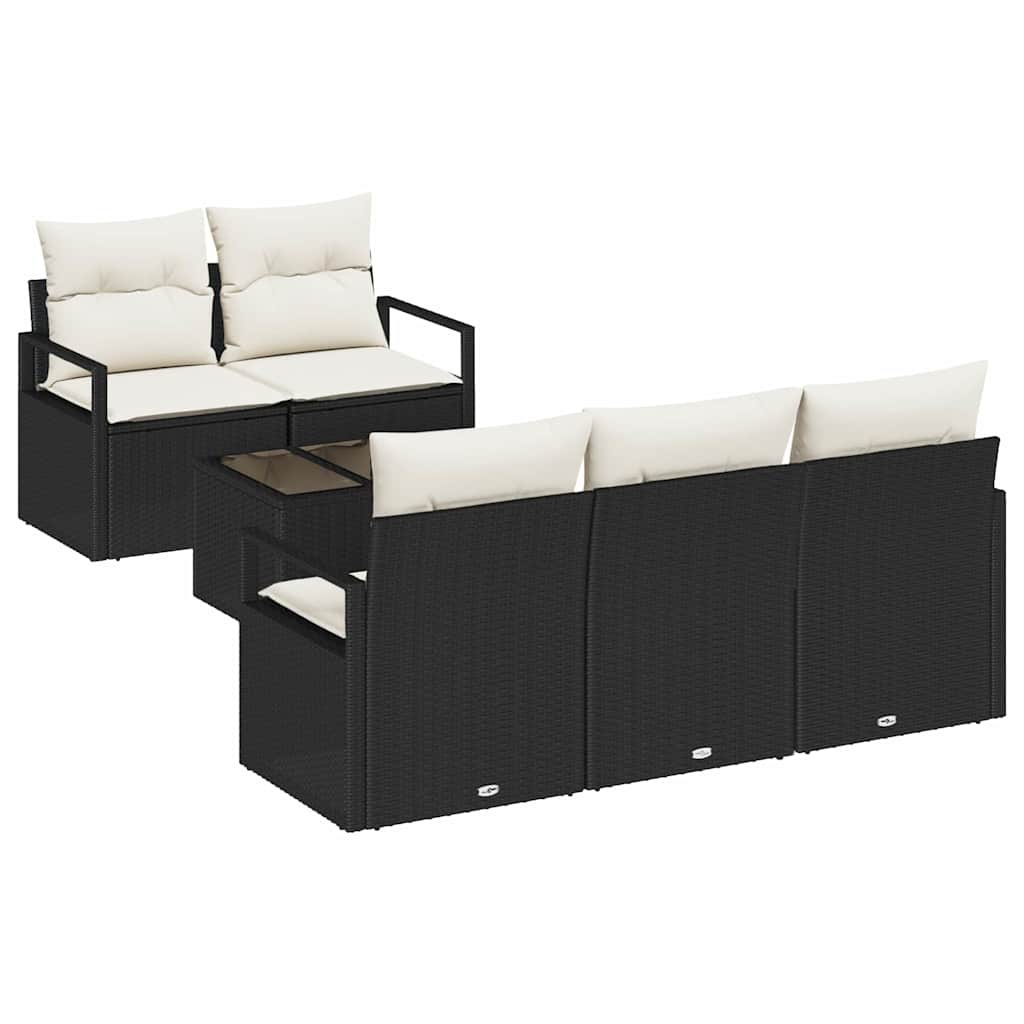 Garten-Sofa-Set 6 pcs Schwarz, Creme 55 x 55 x 37 cm