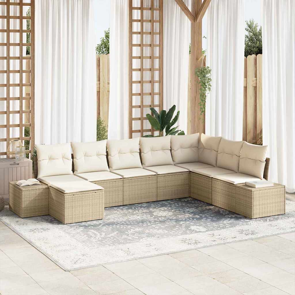 Garten-Sofa-Set 8 pcs Beige 319 x 209 x 85 cm Poly Rattan
